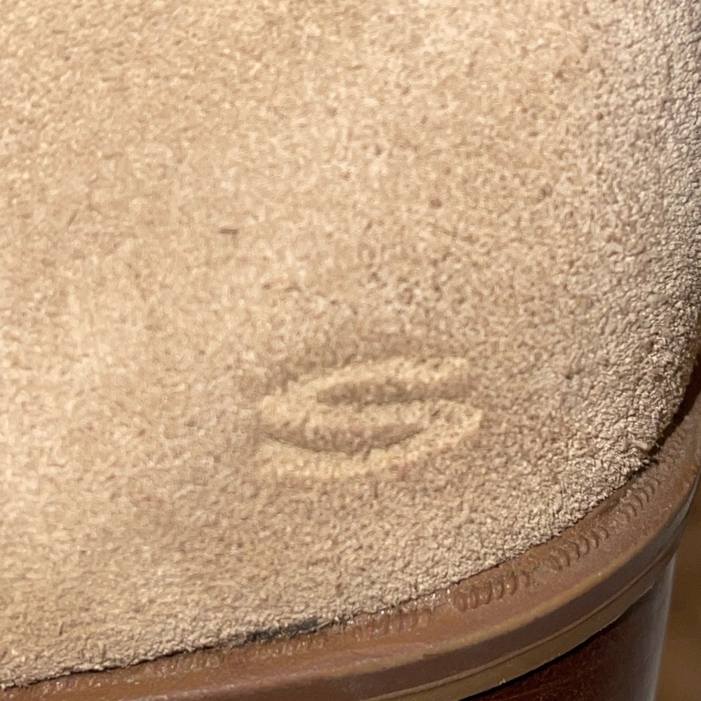 Vintage 90s Skechers 8 Suede Fur Trim Tan Grey Chunky Heel Bratz Platform Boots - Picture 10 of 10